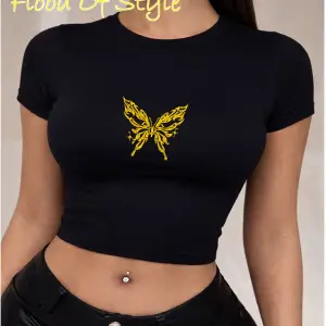 Beyaz Babby Tee kelebek sarı Özel tasarım