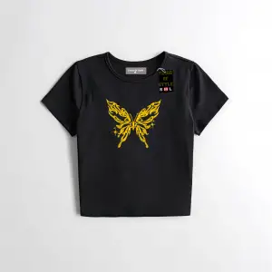 Beyaz Babby Tee kelebek sarı Özel tasarım