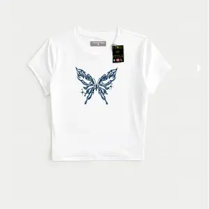 Beyaz Babby Tee kelebek sarı Özel tasarım