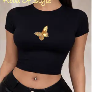 Beyaz Babby Tee sarı kelebek Özel tasarım