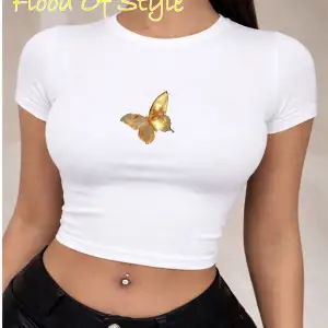 Beyaz Babby Tee sarı kelebek Özel tasarım
