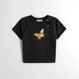 Beyaz Babby Tee sarı kelebek Özel tasarım