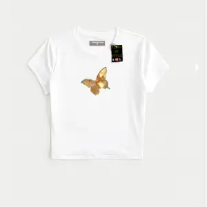 Beyaz Babby Tee sarı kelebek Özel tasarım