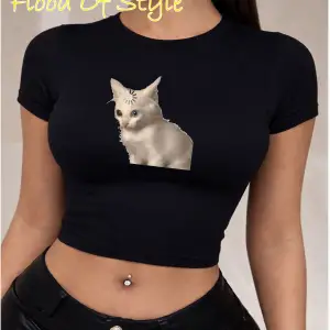 Beyaz Babby Tee şaşkın kedi Özel tasarım