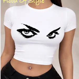 Beyaz Babby Tee sert bakış göz Özel tasarım