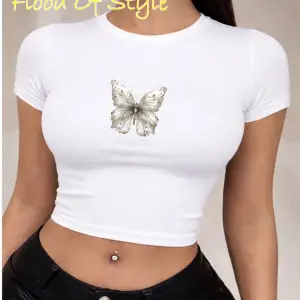 Beyaz Babby Tee taş desenli kelebek Özel tasarım
