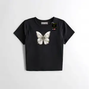 Beyaz Babby Tee taş desenli kelebek Özel tasarım