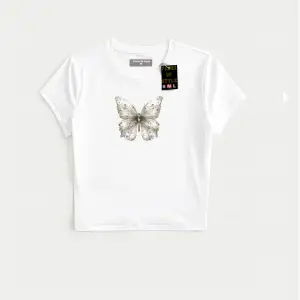 Beyaz Babby Tee taş desenli kelebek Özel tasarım