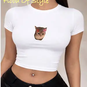 Beyaz Babby Tee tatlı kızgın kedi Özel tasarım