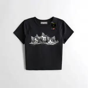 Beyaz Babby Tee üçlü kedi Özel tasarım