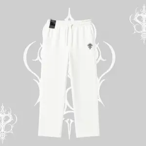 Beyaz Baggy Eşofman Altı Özel logolu