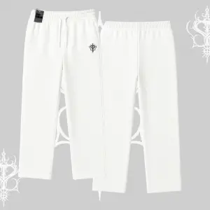 Beyaz Baggy Eşofman Altı Özel logolu