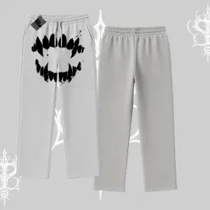 Beyaz Baggy Eşofman Altı Vampir Dış