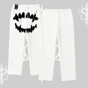 Beyaz Baggy Eşofman Altı Vampir Dış