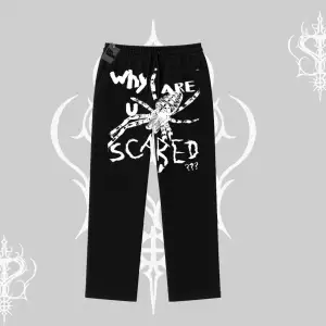 Beyaz Baggy Eşofman Altı Why are u Scared