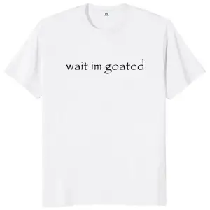 Beyaz Bekleyorum Keliyim Komik Meme Trend Y2k O-Boyun Unisex Yaz günlük