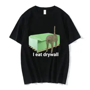 Beyaz Ben Yiyorum Alçıpan Komik Sevimli Kedi Meme Grafik ü