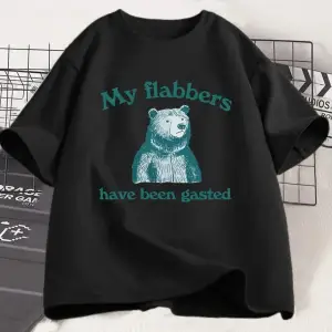 Beyaz Benim Flabbers Gasted Komik Grafik Tee Sevimli Ayı Tees Sokak Mod