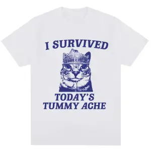 Beyaz Bin Yard Bakış Kedi Komik Meme Mizah Tarzı Vintage li T Kad