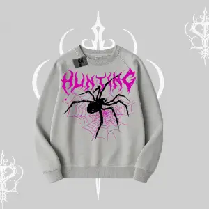 Beyaz Biskilet Yaka Sweatshirt Autumn Spider
