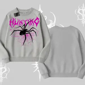 Beyaz Biskilet Yaka Sweatshirt Autumn Spider