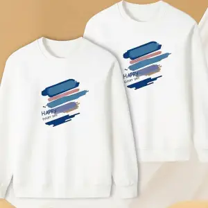 Beyaz Biskilet Yaka Sweatshirt Çift Sevgili Kombinleri Couple Clothing