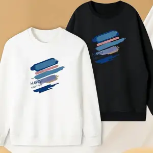 Beyaz Biskilet Yaka Sweatshirt Çift Sevgili Kombinleri Couple Clothing