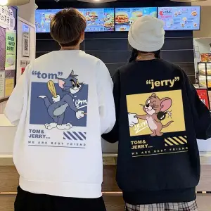 Beyaz Biskilet Yaka Sweatshirt Çift Sevgili Kombinleri Couple Clothing