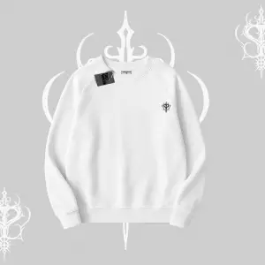 Beyaz Biskilet Yaka Sweatshirt Özel logolu