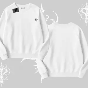 Beyaz Biskilet Yaka Sweatshirt Özel logolu