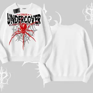 Beyaz Biskilet Yaka Sweatshirt Spider Undercover