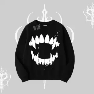 Beyaz Biskilet Yaka Sweatshirt Vampir Dış