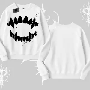 Beyaz Biskilet Yaka Sweatshirt Vampir Dış