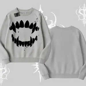 Beyaz Biskilet Yaka Sweatshirt Vampir Dış