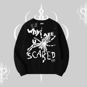Beyaz Biskilet Yaka Sweatshirt Why are u Scared