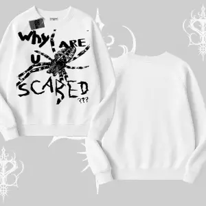 Beyaz Biskilet Yaka Sweatshirt Why are u Scared
