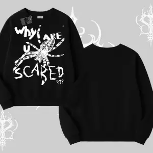 Beyaz Biskilet Yaka Sweatshirt Why are u Scared