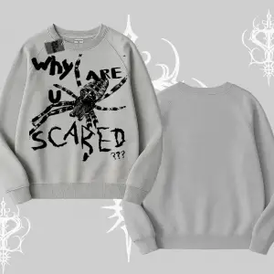 Beyaz Biskilet Yaka Sweatshirt Why are u Scared