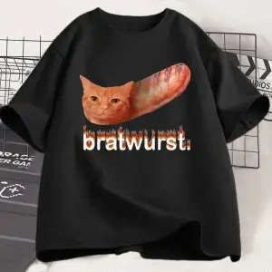 Beyaz Bratwurst Komik Kedi Emoji Unhinged Ekonomi Koleji Komik Grafik Kısa Ko