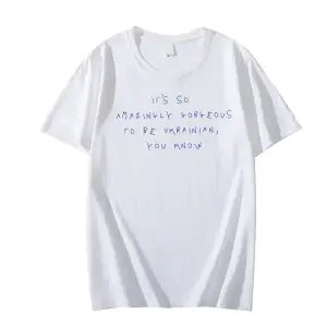 Beyaz Bu çok inanılmaz muhteşem ukrayna yaz vatanseverlik butik damla kollu serin Tee