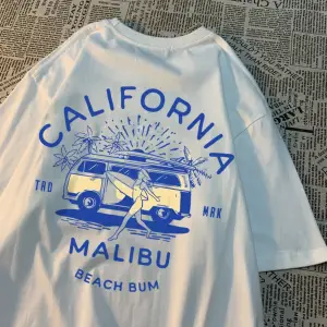 Beyaz California Malibu Plaj Serseri Yaz Yeni Streetweet Çift Tee Elbise T Des