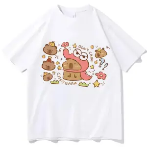 Beyaz Capybara En Tees Punk Klasik Pop Kültürü Hip Hop Grafik Estetik Vintage Y2k Este