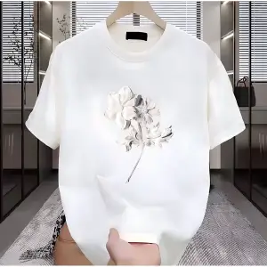 Beyaz Çiçek Baskılı Beyaz Erkek