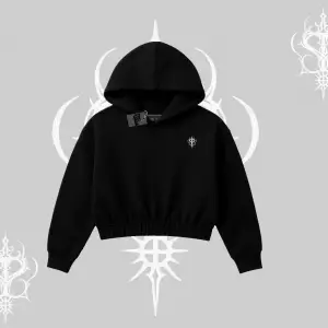 Beyaz Crop Kapşonlu Sweatshirt Özel logolu