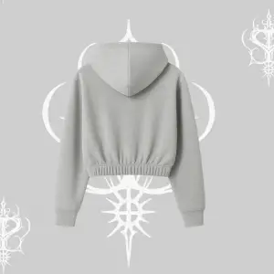 Beyaz Crop Kapşonlu Sweatshirt Özel logolu