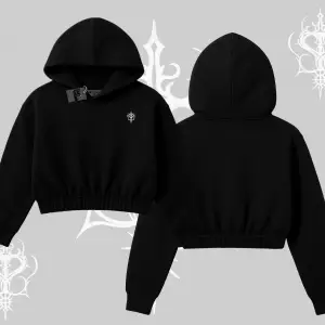 Beyaz Crop Kapşonlu Sweatshirt Özel logolu