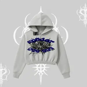 Beyaz Crop Kapşonlu Sweatshirt Sp55der