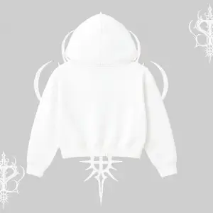 Beyaz Crop Kapşonlu Sweatshirt Sp55der