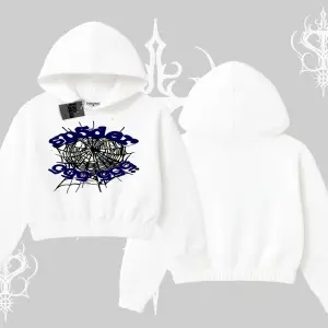Beyaz Crop Kapşonlu Sweatshirt Sp55der