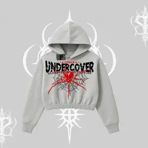 Beyaz Crop Kapşonlu Sweatshirt Spider Undercover